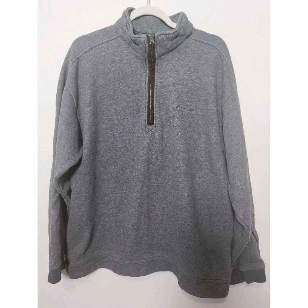 Columbia Men's Sweatshirt 1/4 Zip Pullover Fleece Gray Brown Large Pockets